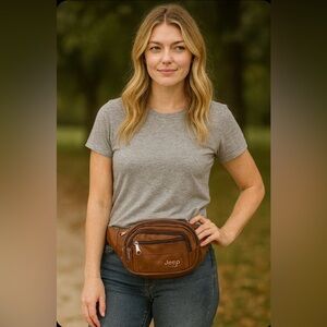 Jeep Brown Leather Waist Bag